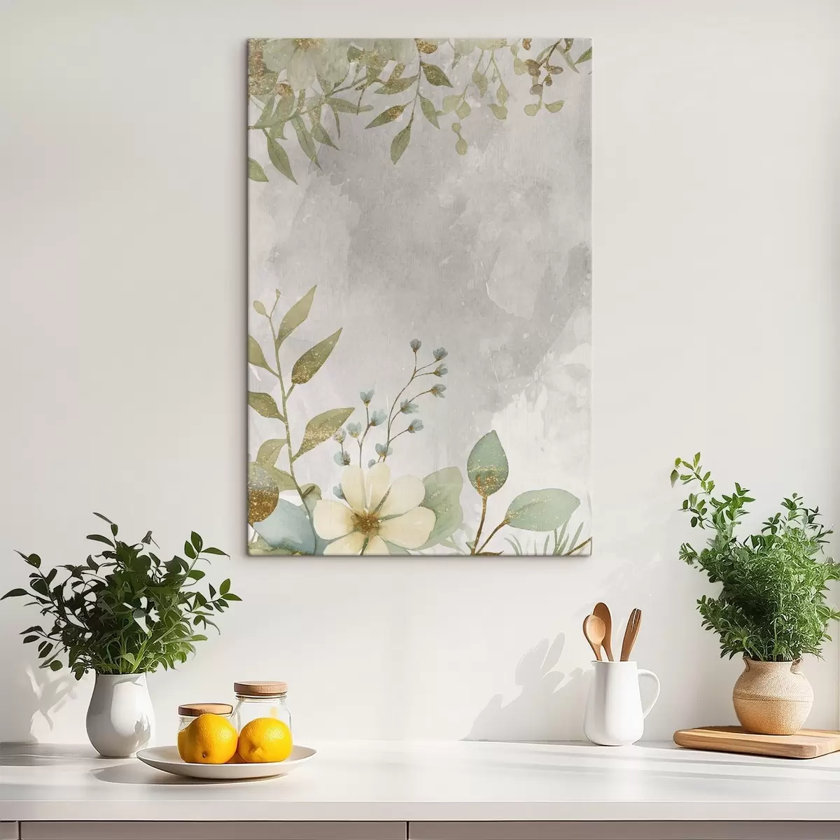 murales de pared Plantas delicadas sobre un fondo claro s46893