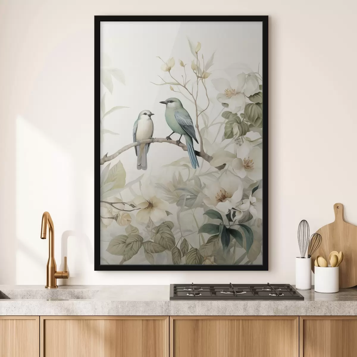 Poster Dos pájaros en ramas de jazmín f46896