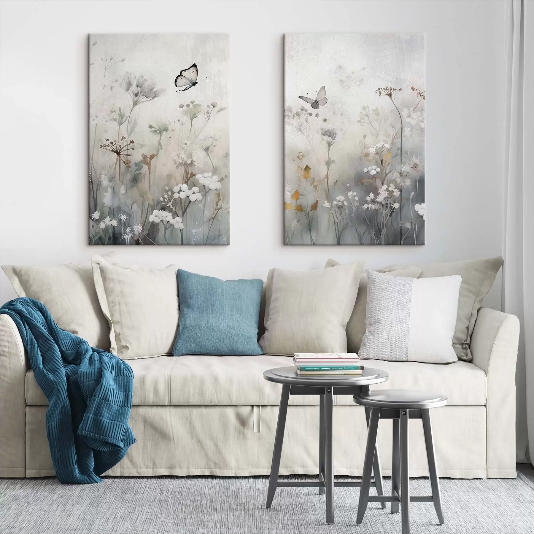 murales de pared Mariposas y flores silvestres m01072