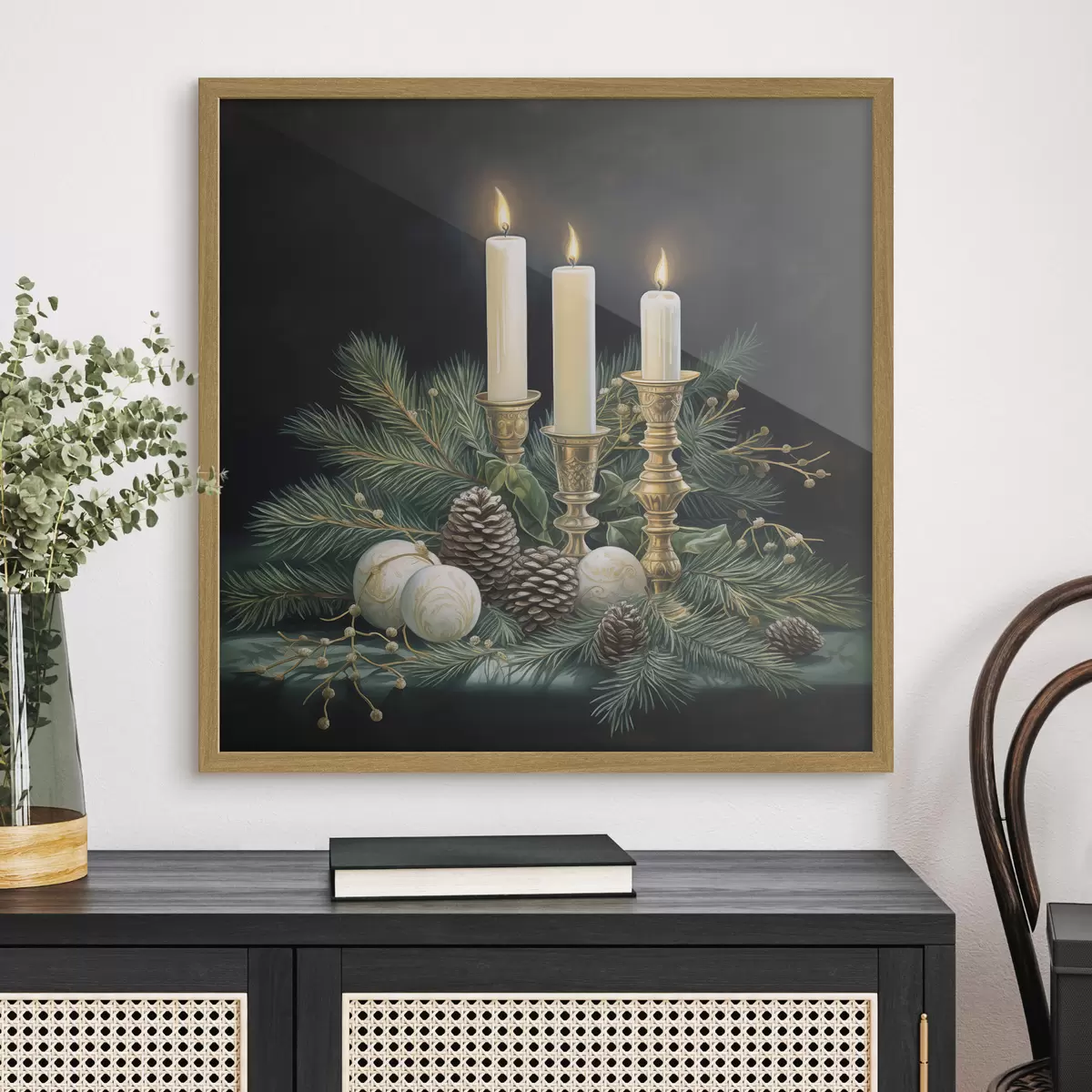 Poster Arreglo de Año Nuevo, abeto y velas f46963