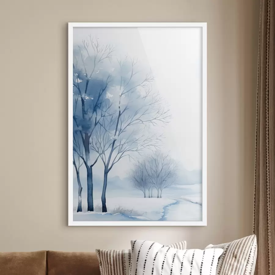 murales de pared Árboles cubiertos de nieve en el bosque f46965