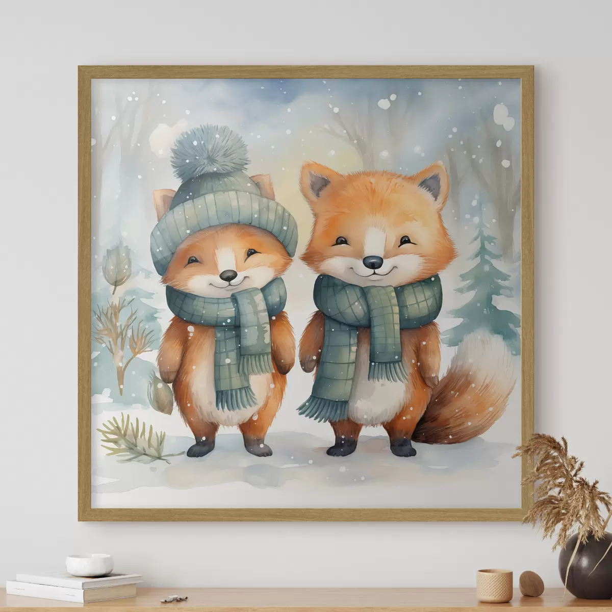 Poster Dos zorritos, imitación acuarela f46969