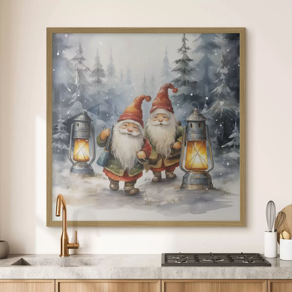Poster Gnomos de Año Nuevo, imitación acuarela f46970