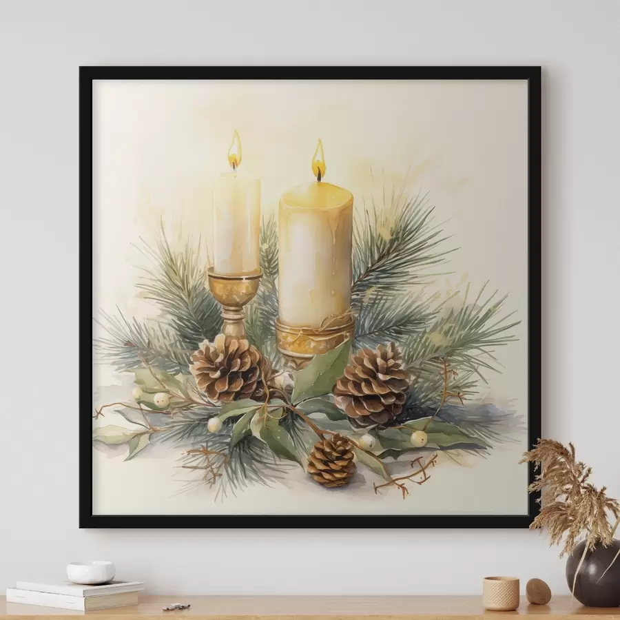 murales de pared Arreglo, Año Nuevo, abeto y velas f46971