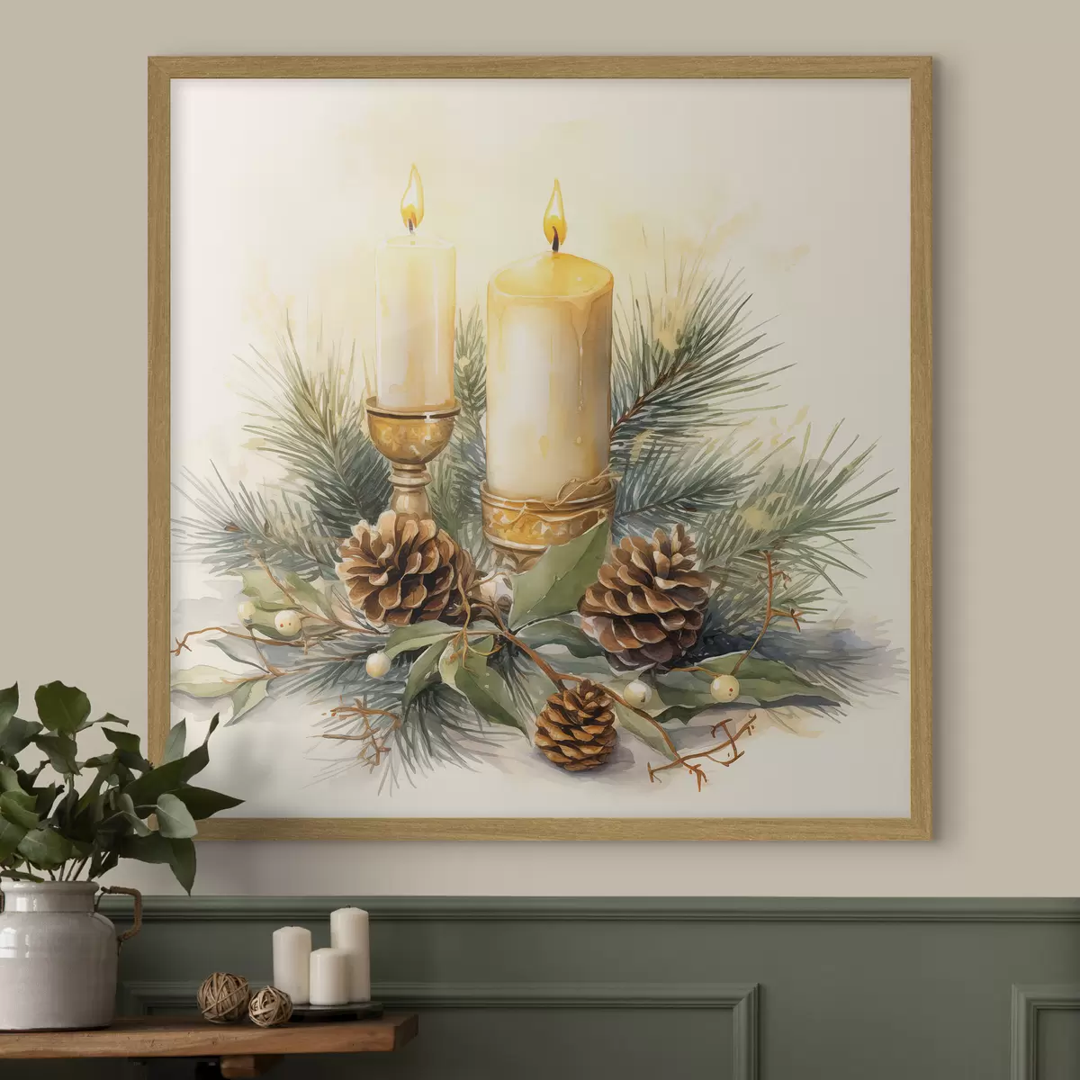 Poster Arreglo, Año Nuevo, abeto y velas f46971