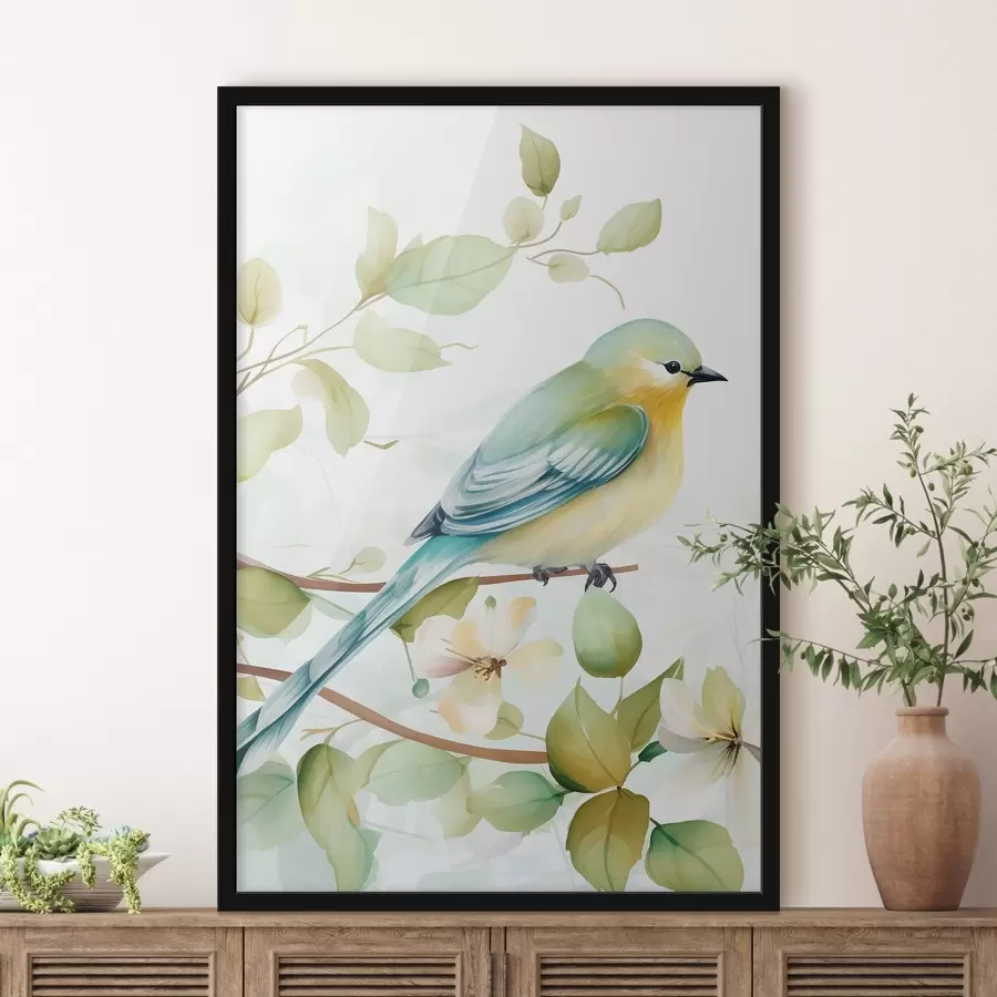 murales de pared Herrerillo en una rama f46891