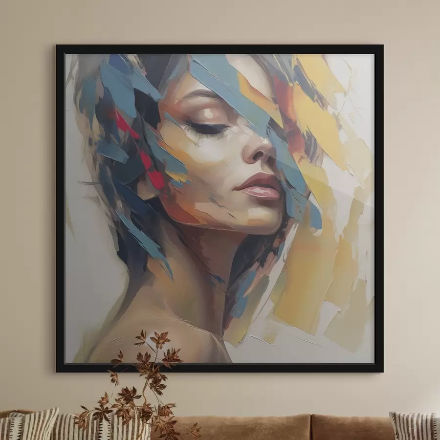 murales de pared Retrato femenino abstracto imitación de pintura f46918
