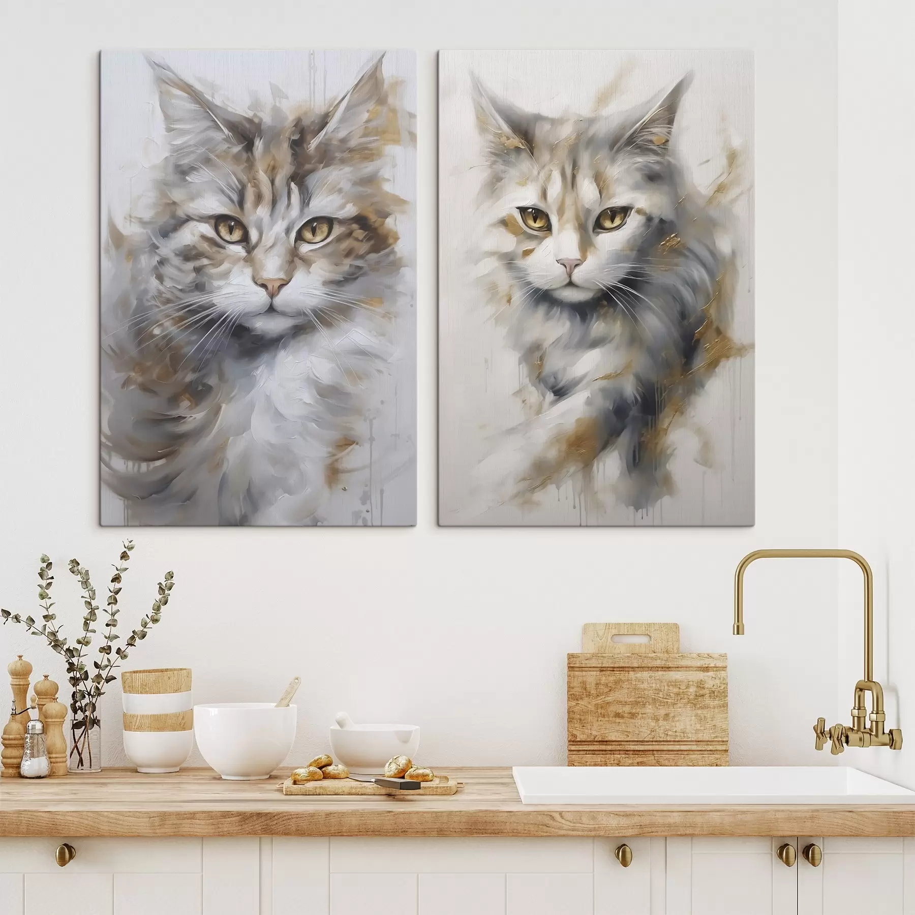 murales de pared Pintura imitación gatos m01054
