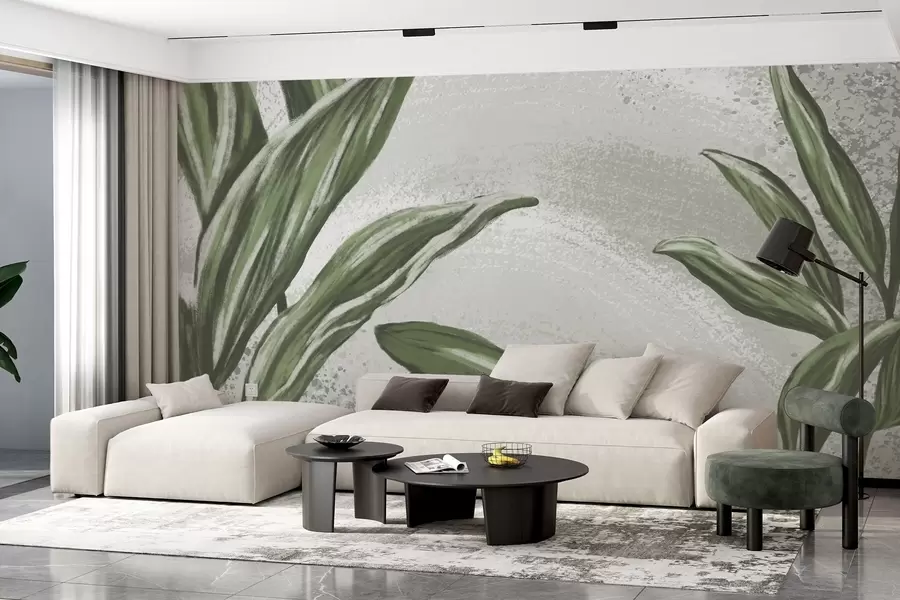 murales de pared Exuberante vegetación sobre un fondo texturizado w01682