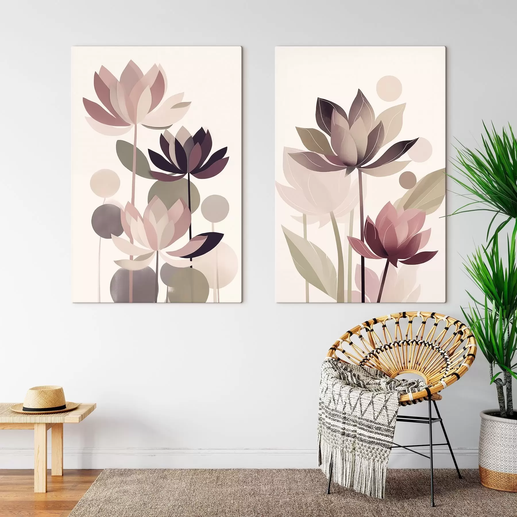 murales de pared Flores de loto abstractas m01110