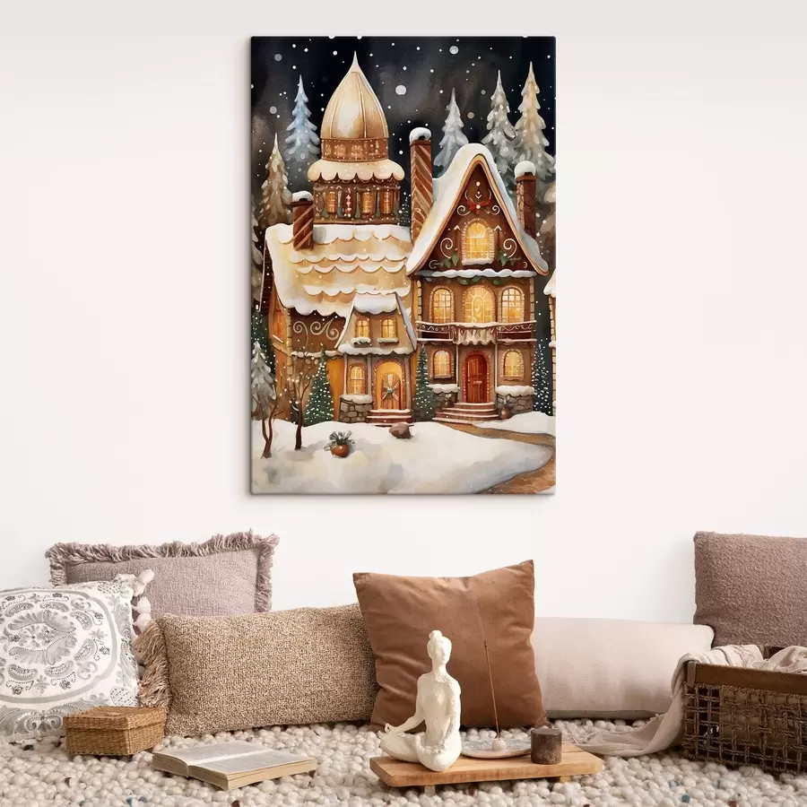 murales de pared Casas cubiertas de nieve en el bosque s46985