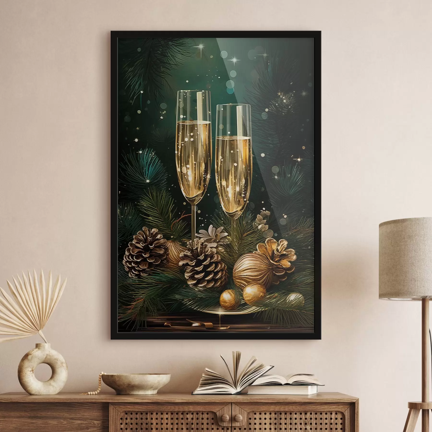 murales de pared Composición de Año Nuevo, copas de champán f46981