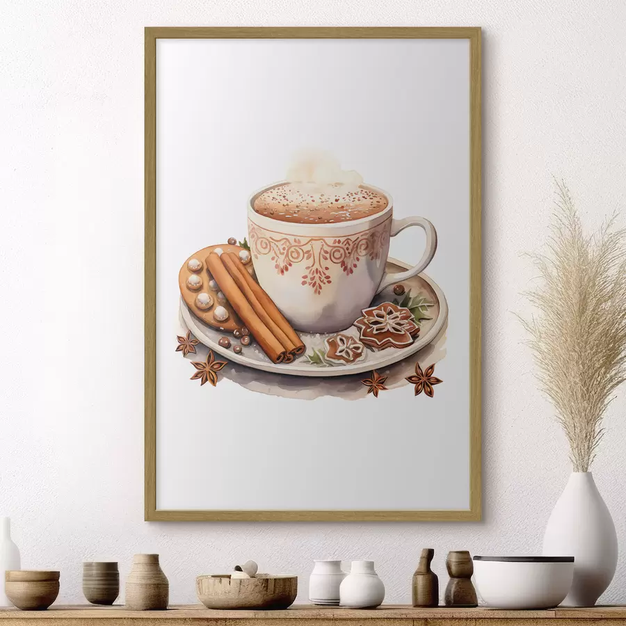 murales de pared Dibujo imitando acuarela, café con canela f46983