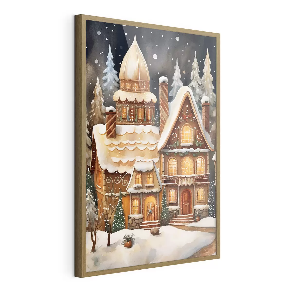 Poster Casas cubiertas de nieve en el bosque f46985