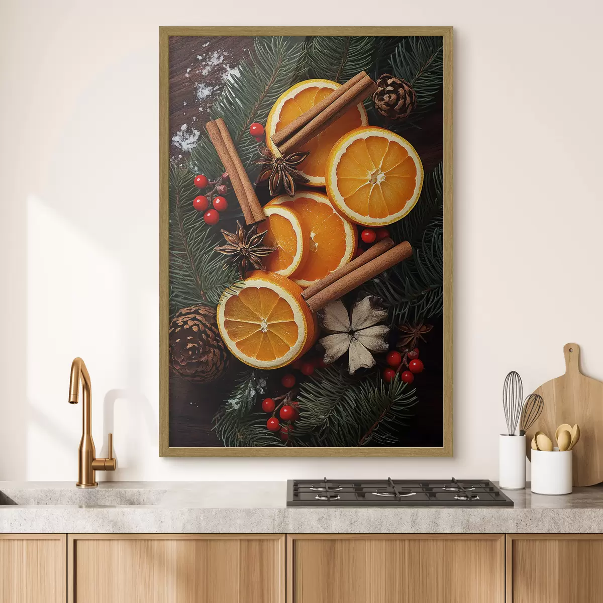 Poster Dibujo de frutas, naranja y canela f46986