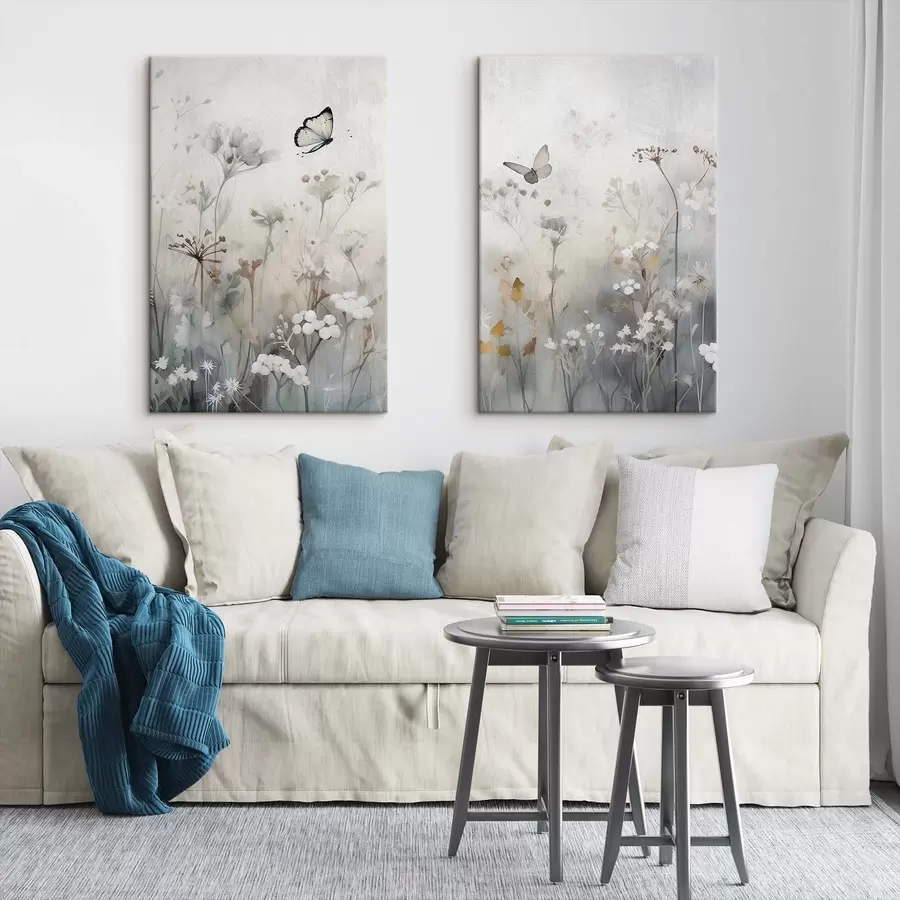 murales de pared Mariposas y flores silvestres m01072