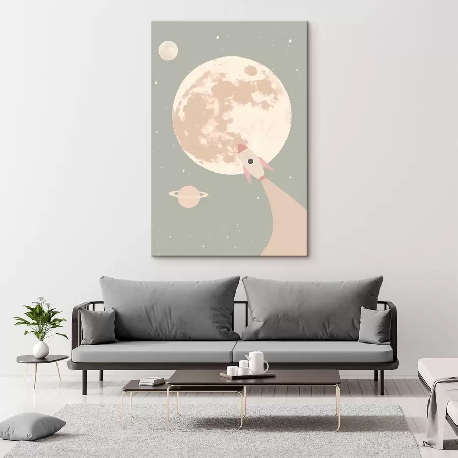 murales de pared Luna y cohete espacial s47067