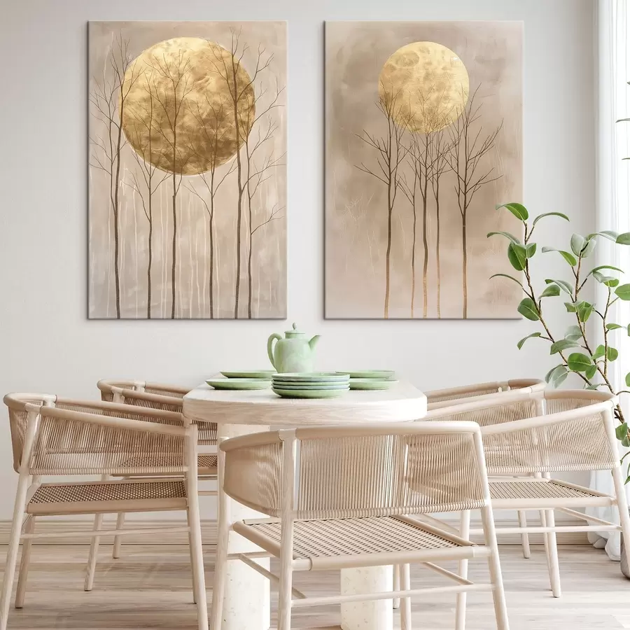 murales de pared Árboles delicados y círculo m01137