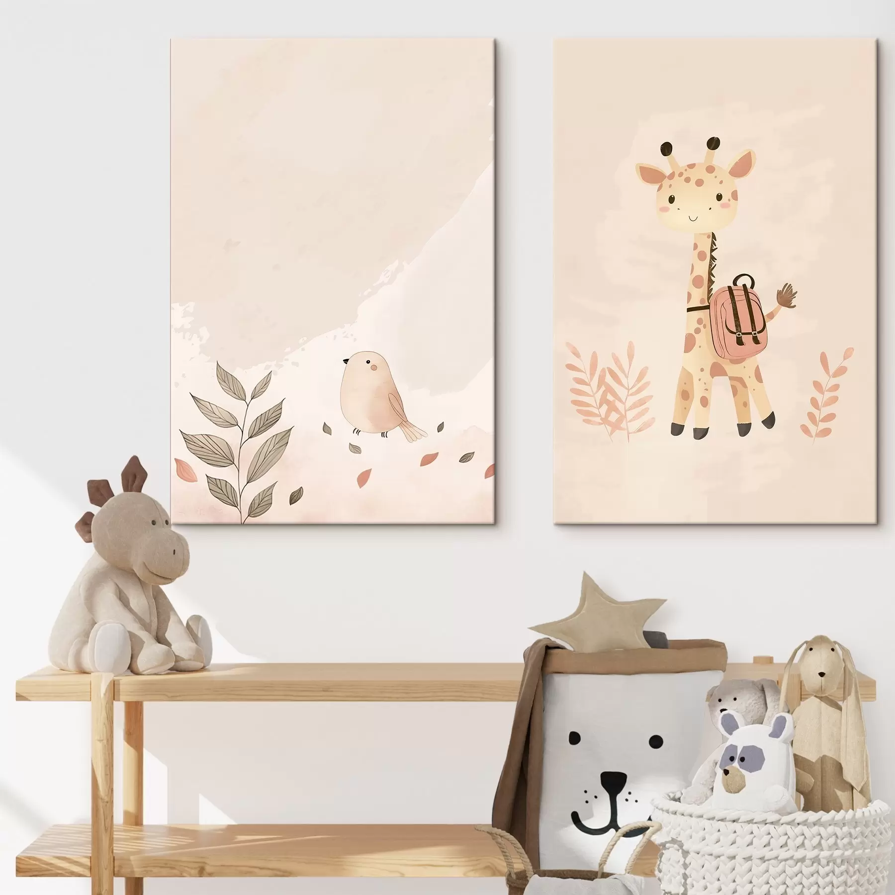 murales de pared Jirafa y pájaro m01148