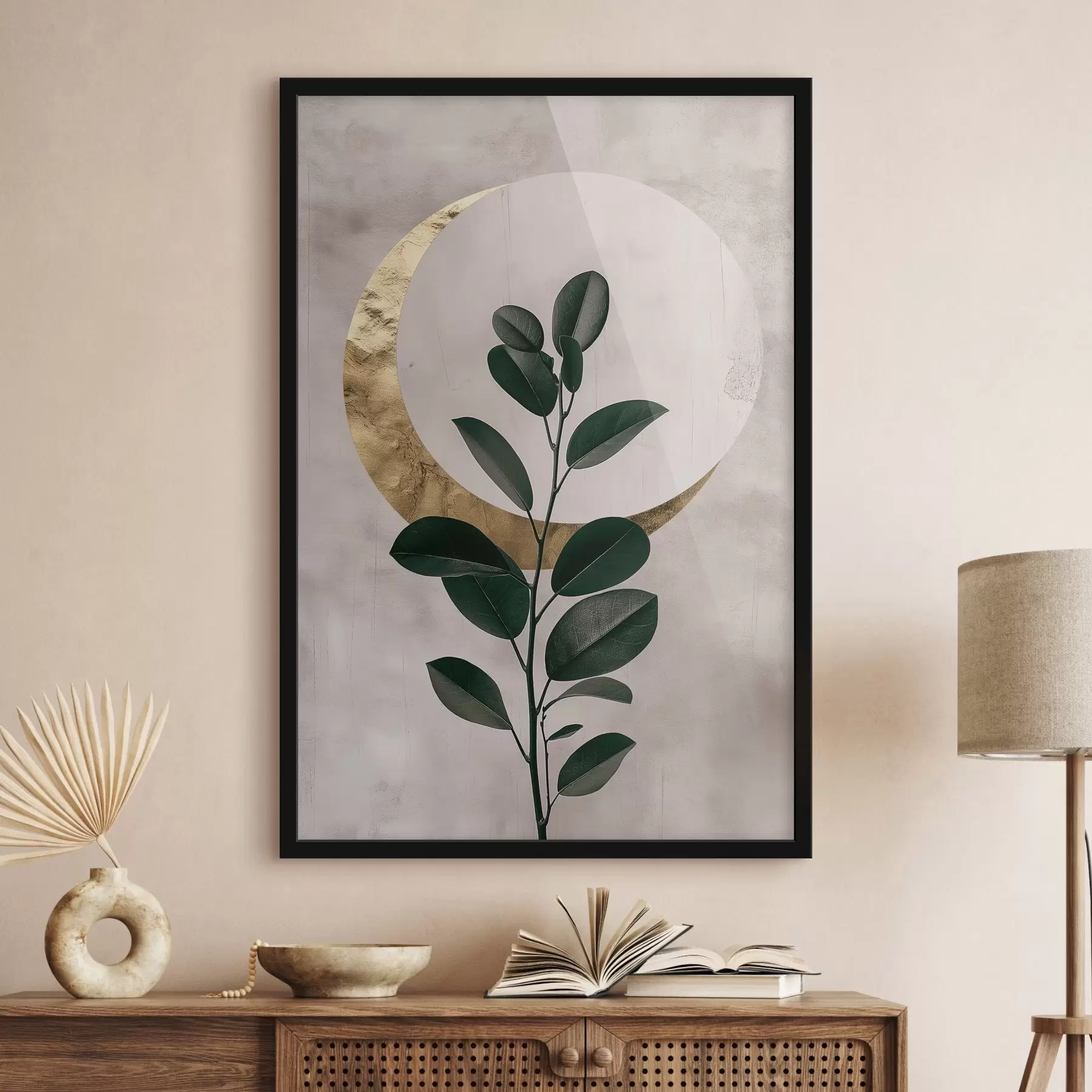 murales de pared Hojas y media luna f47085