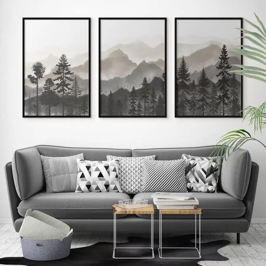 murales de pared Sereno paisaje de montaña con árboles d00244v1