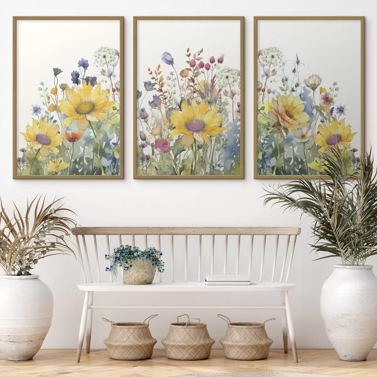 Poster Coloridas flores silvestres de acuarela veraniegas d00333