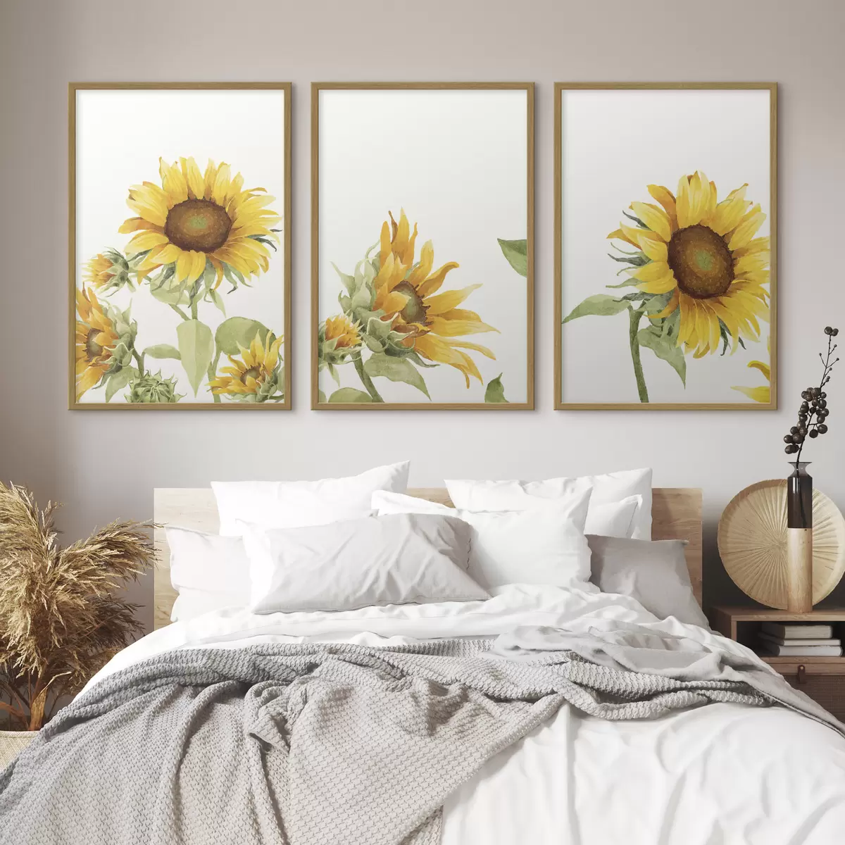 Poster Girasoles coloridos pintados con acuarela d00334