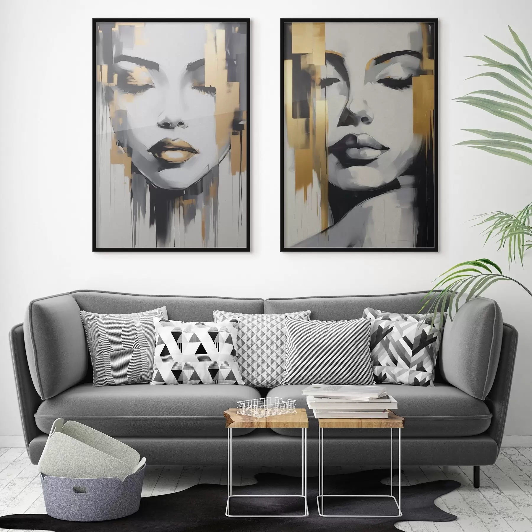 murales de pared Rostros femeninos abstractos d00376