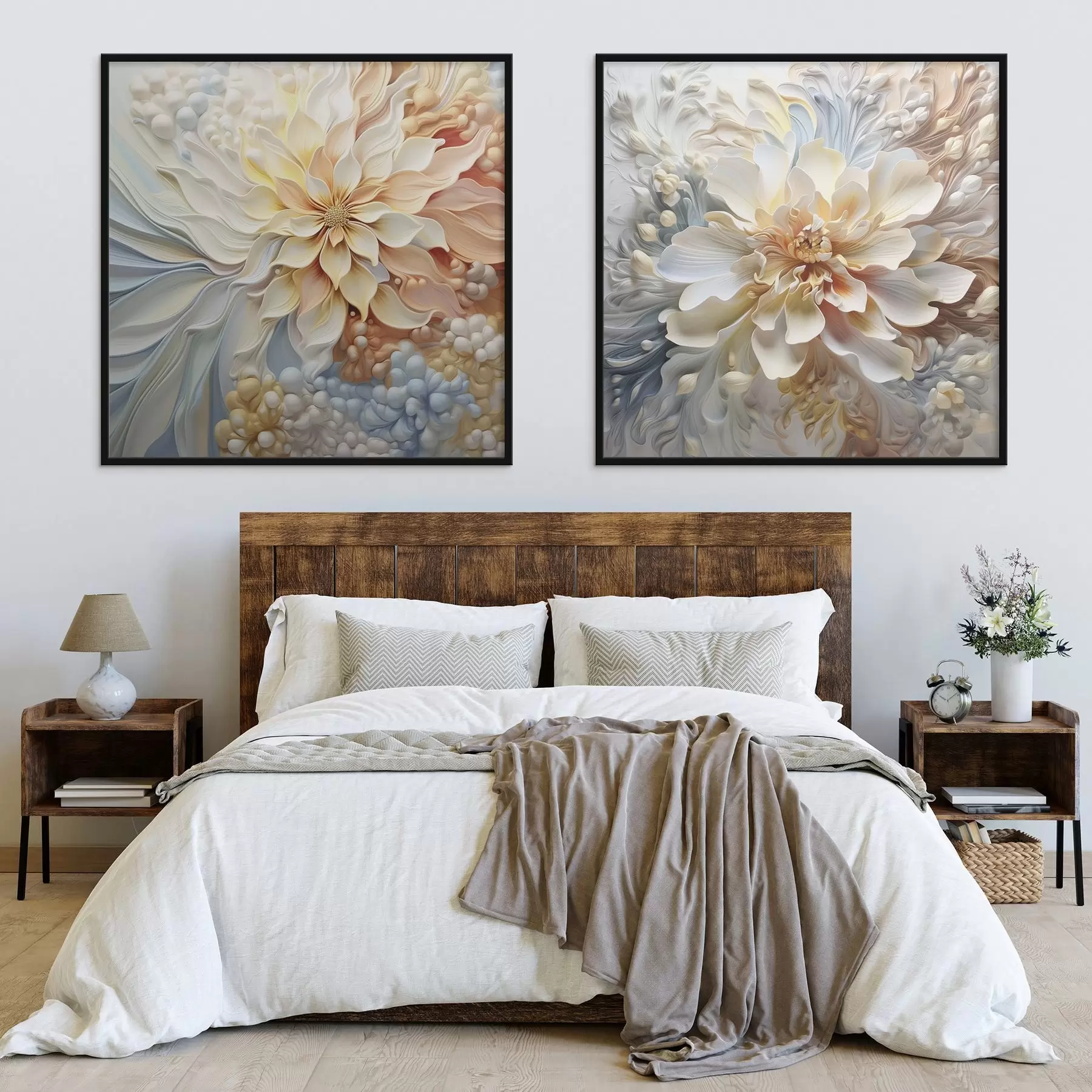 murales de pared Grandes flores abstractas inusuales d00380