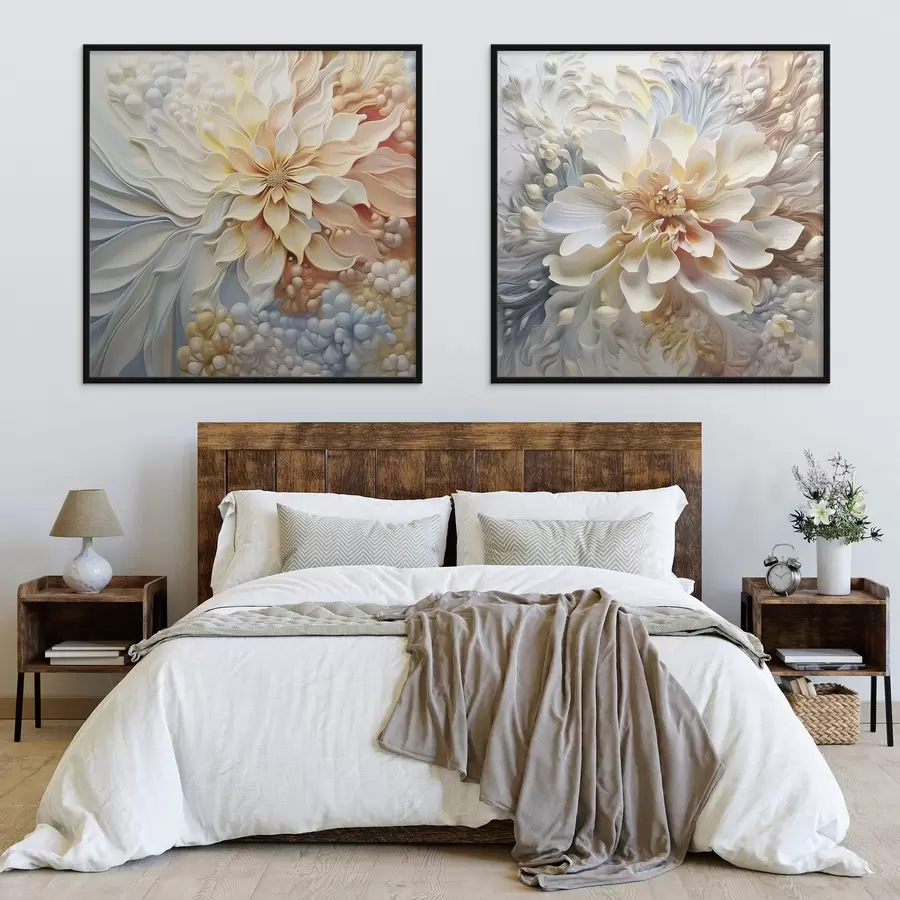 murales de pared Grandes flores abstractas inusuales d00380