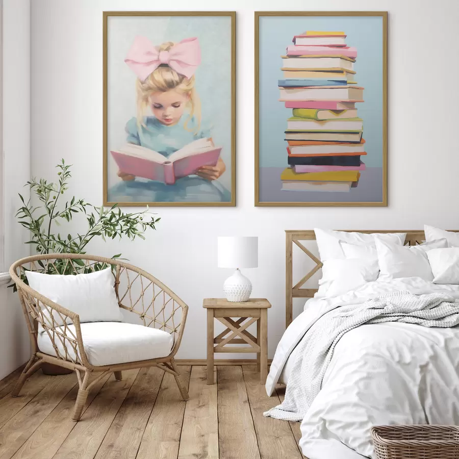 murales de pared Chica y libros d00395