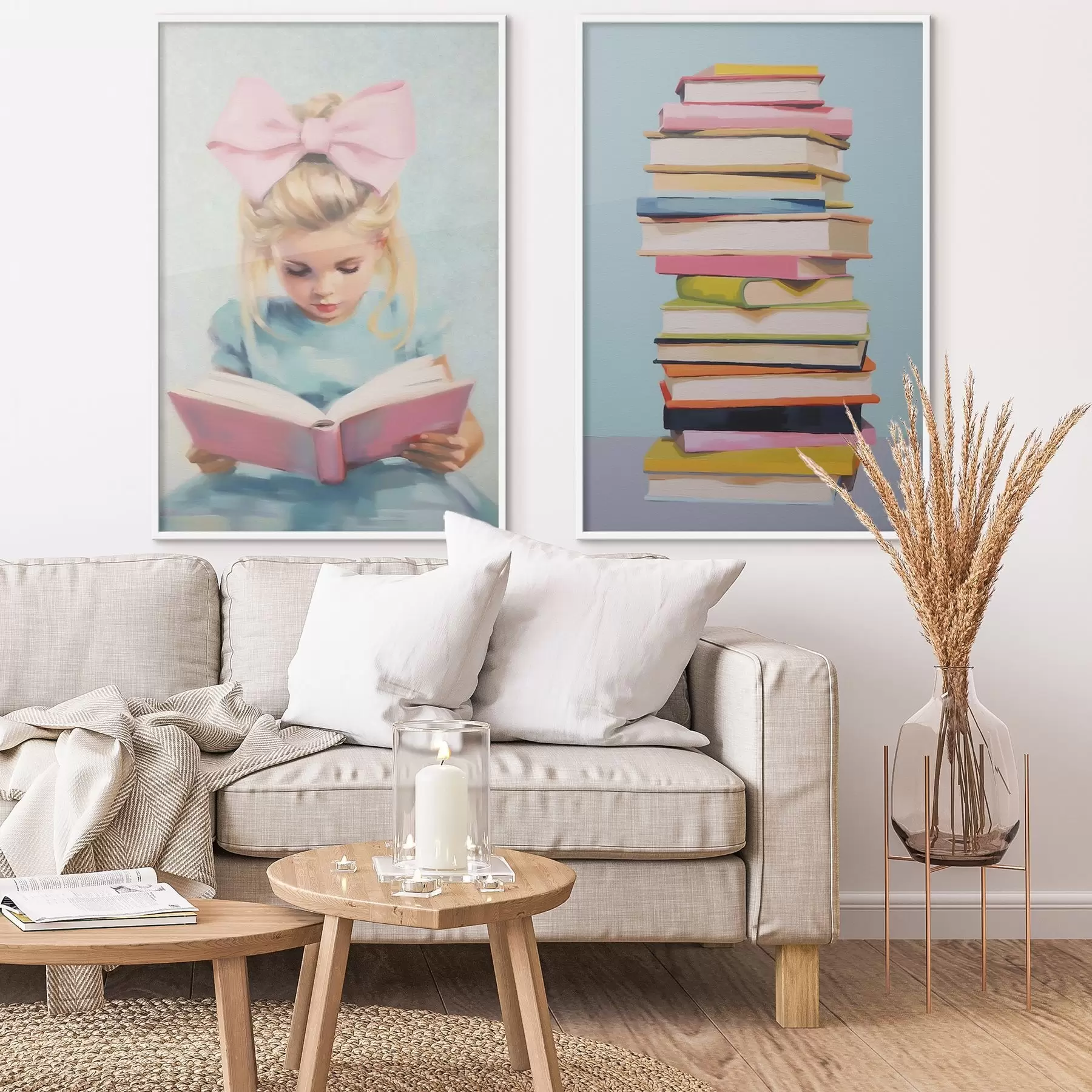 murales de pared Chica y libros d00395