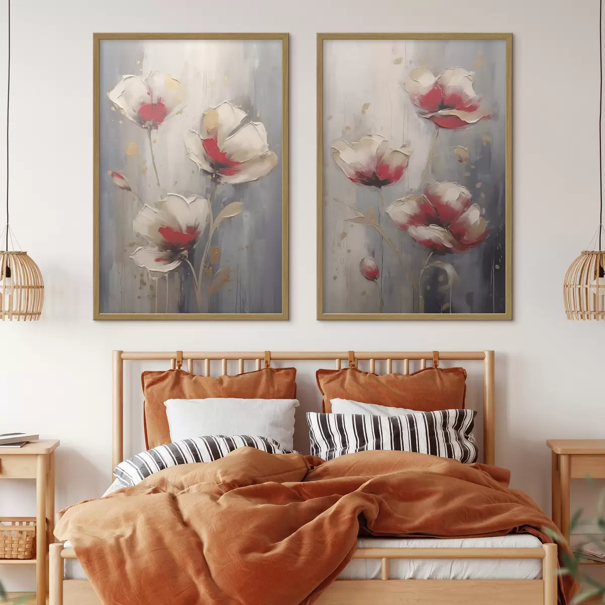 Poster Flores blancas y rojas d00399