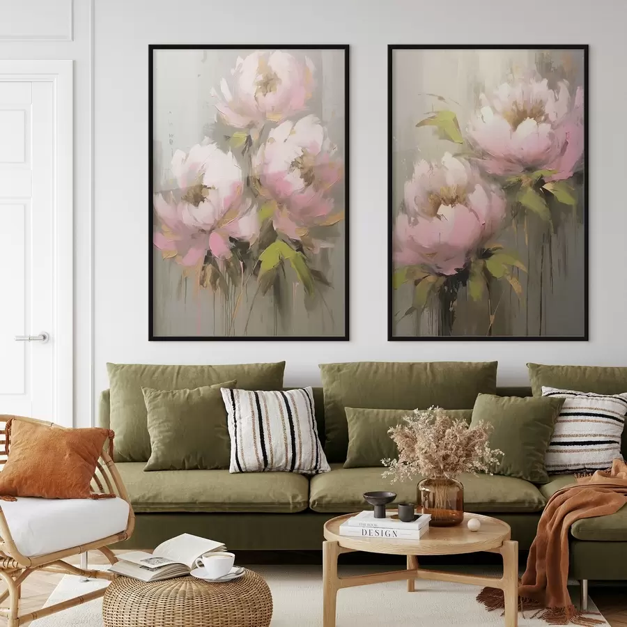 murales de pared Flores de peonía rosa d00401