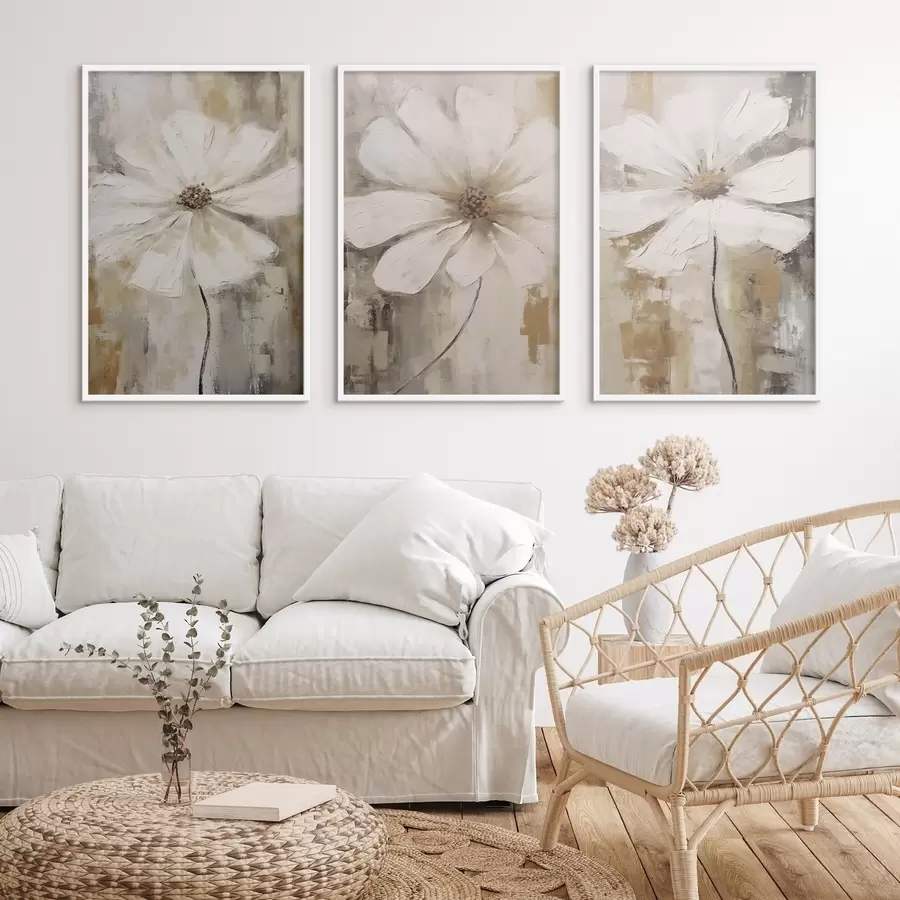 murales de pared Tendencia flores blancas d00409