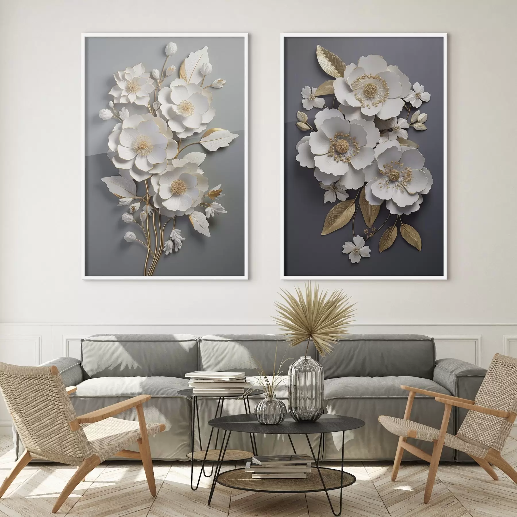 murales de pared Composición de ramas de flores sobre fondo oscuro d00423