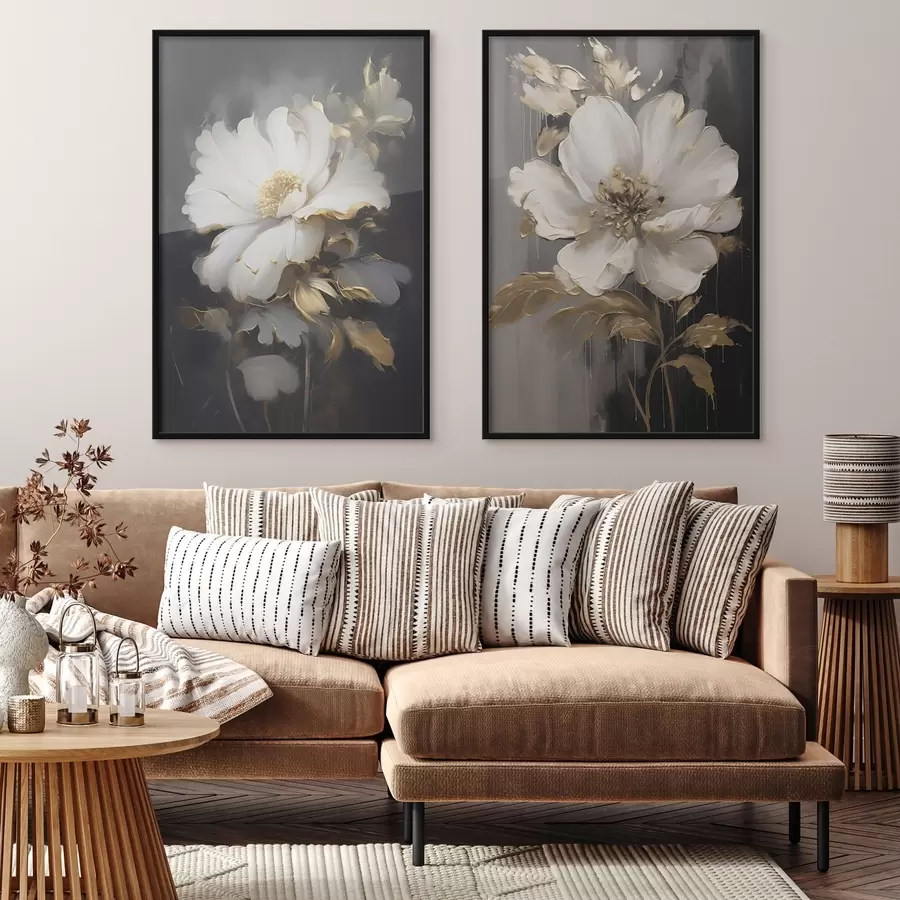 murales de pared Hermosas flores sobre fondo oscuro d00428