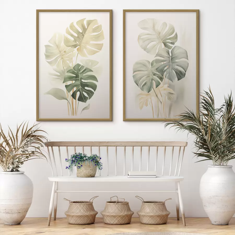 murales de pared Hojas de Monstera, hojas tropicales d00429