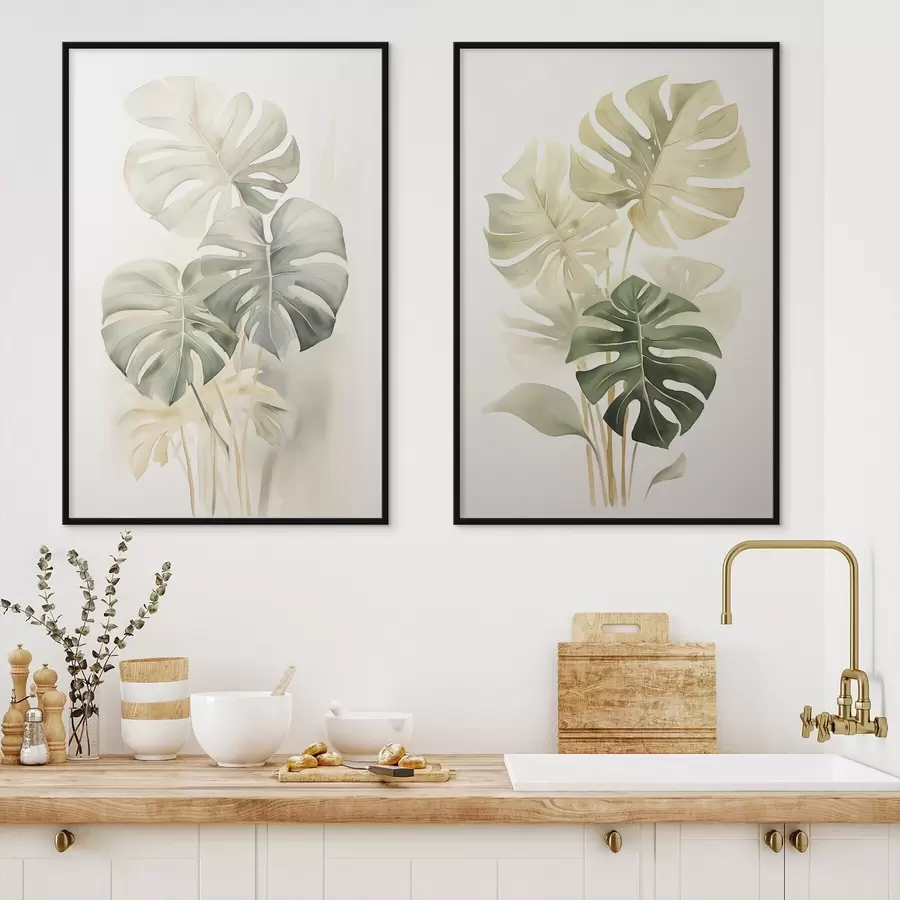 murales de pared Hojas de Monstera, hojas tropicales d00429