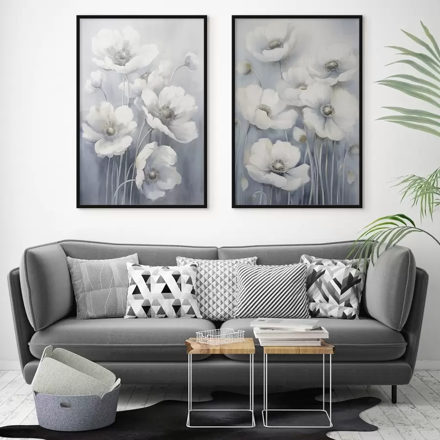 murales de pared Flores vintage blancas d00430