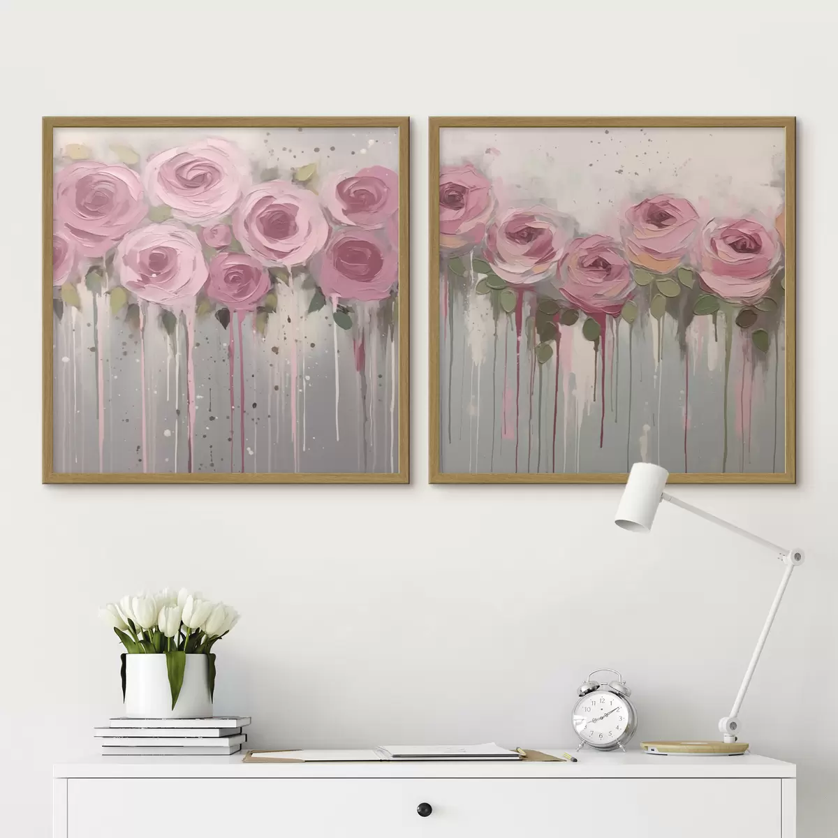 Poster Flores rosas con estilo d00442