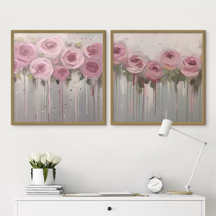 murales de pared Flores rosas con estilo d00442