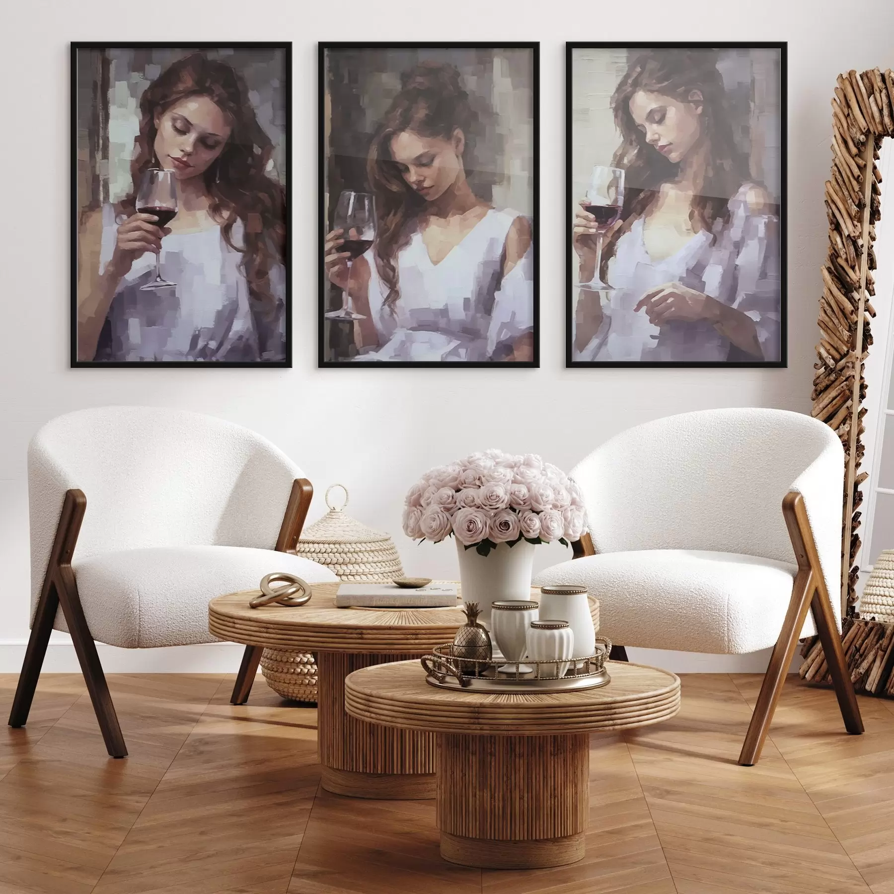 murales de pared Chicas y vino d00443