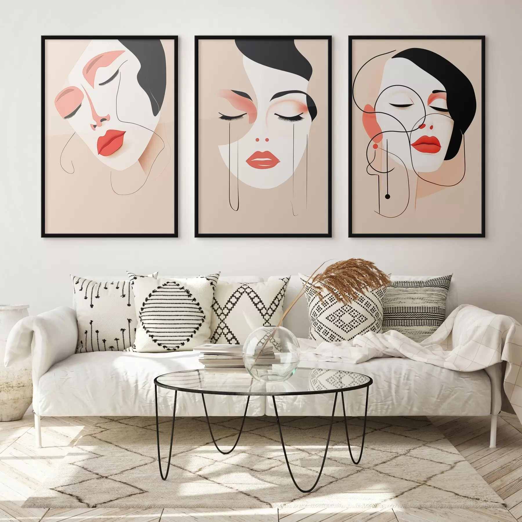 murales de pared Armonía, tres caras, colores brillantes d00454