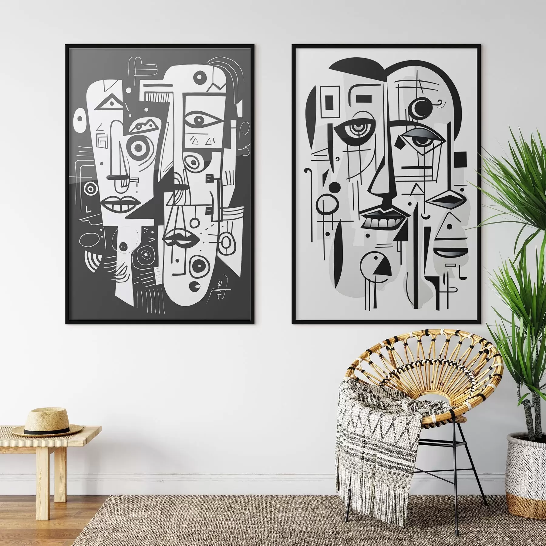 murales de pared Caras abstractas d00456