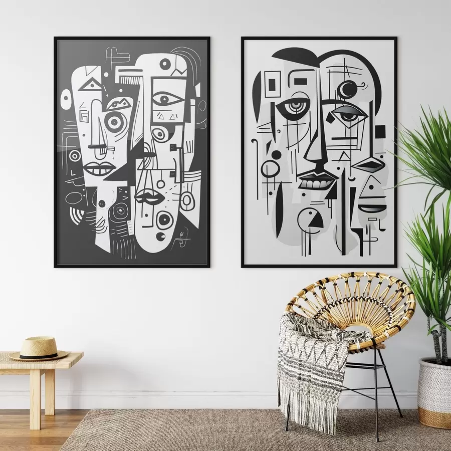 murales de pared Caras abstractas d00456