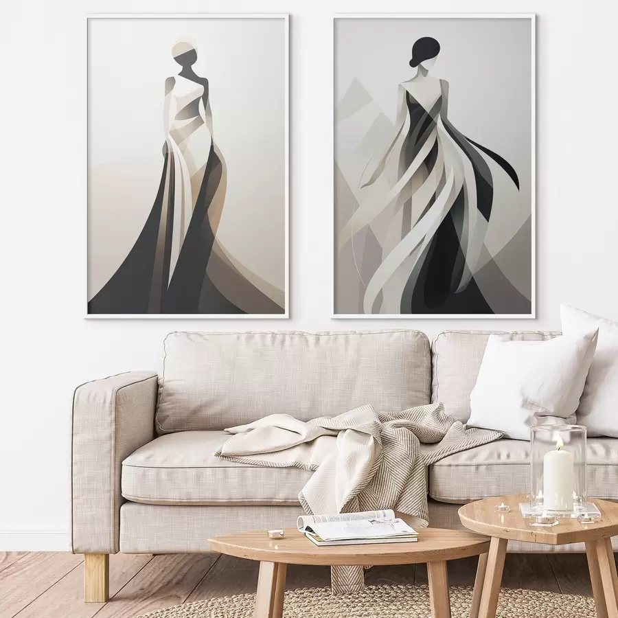 murales de pared Composición de siluetas en tonos claros y oscuros d00465