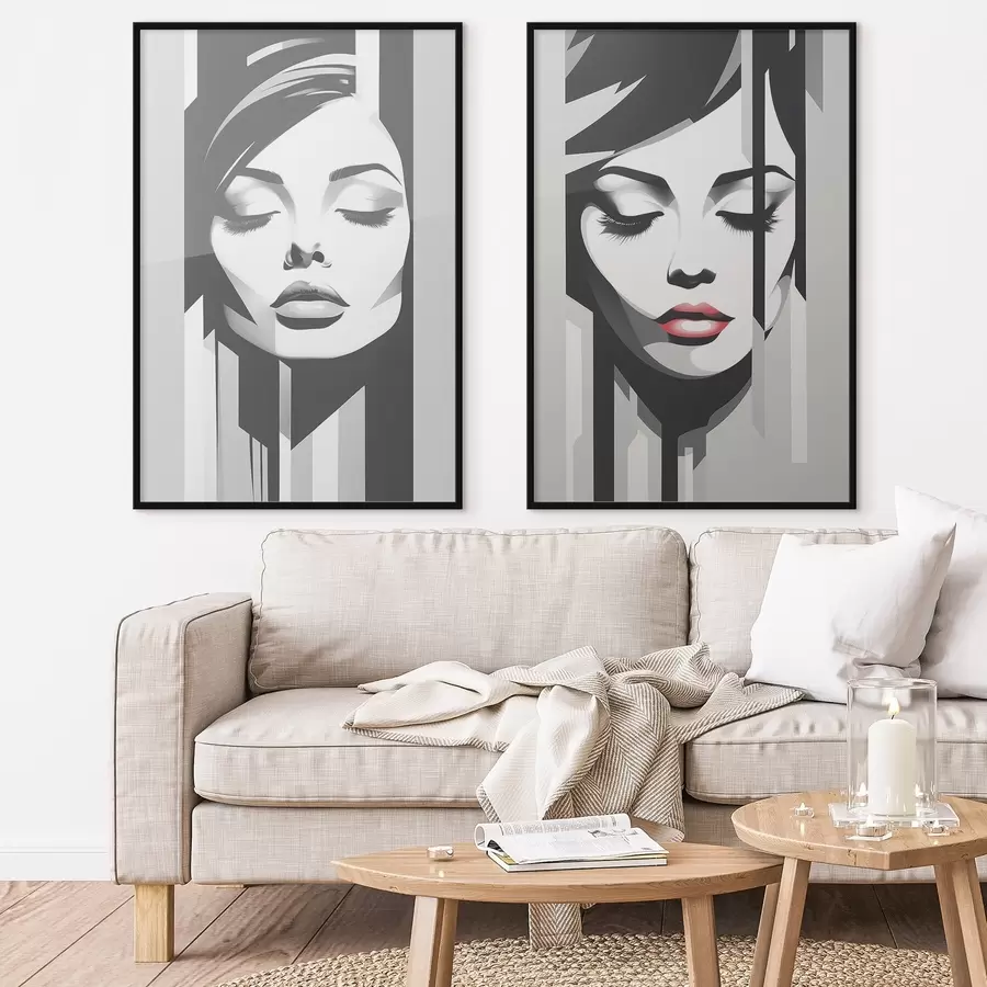 murales de pared Geometría del rostro femenino d00496