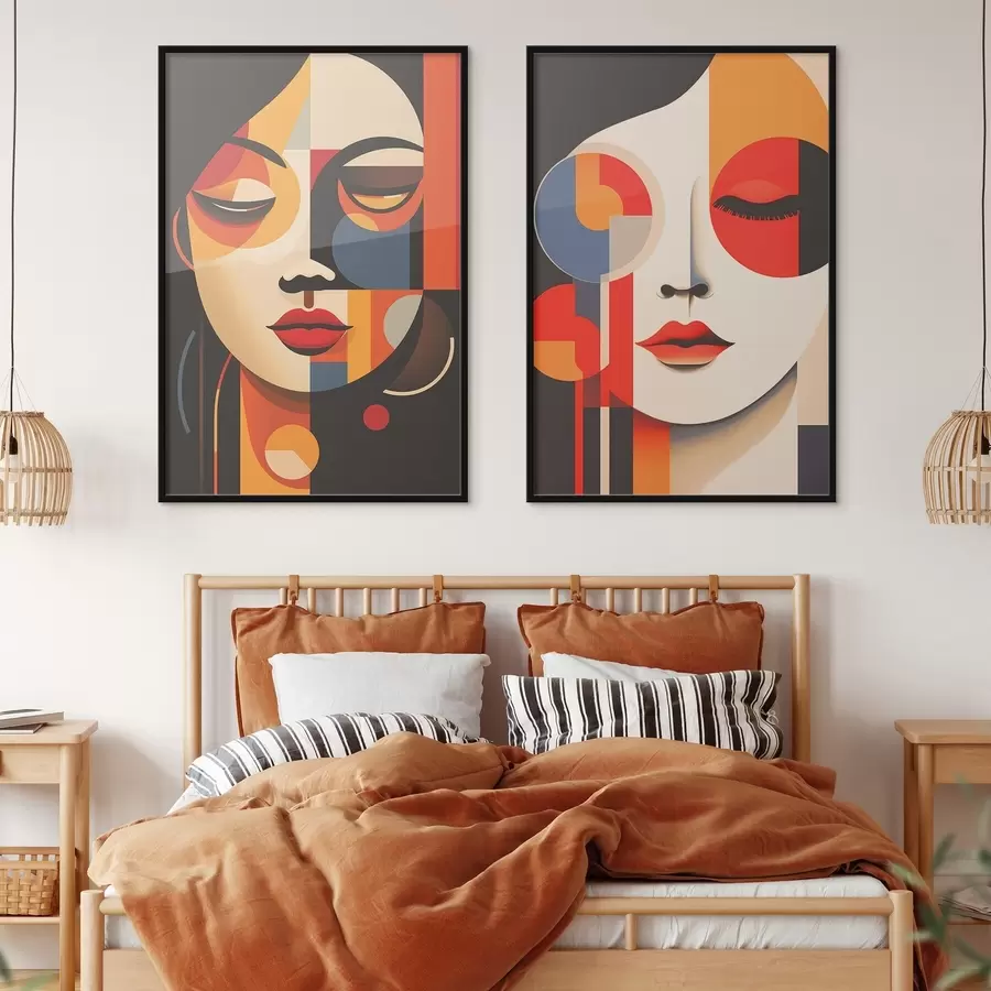murales de pared Retratos geométricos de mujer d00501