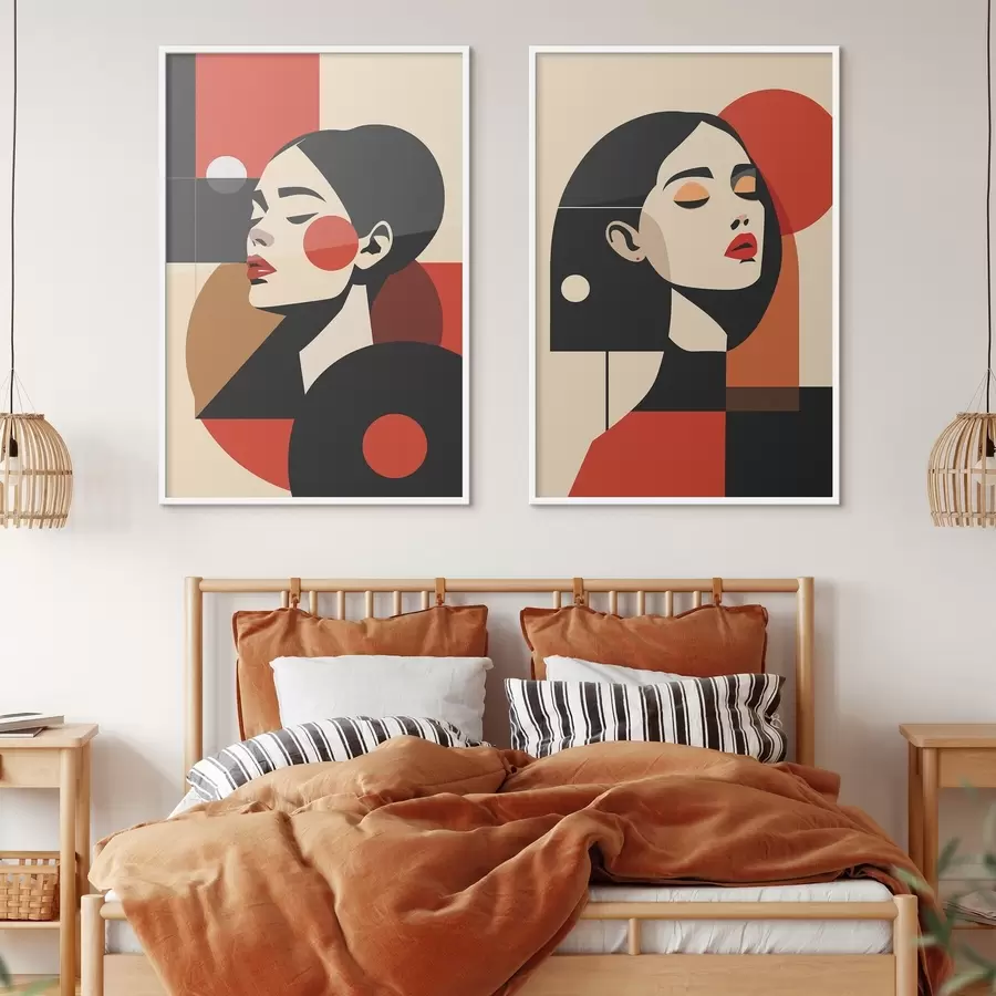 murales de pared Retratos de mujeres al estilo Bauhaus d00516